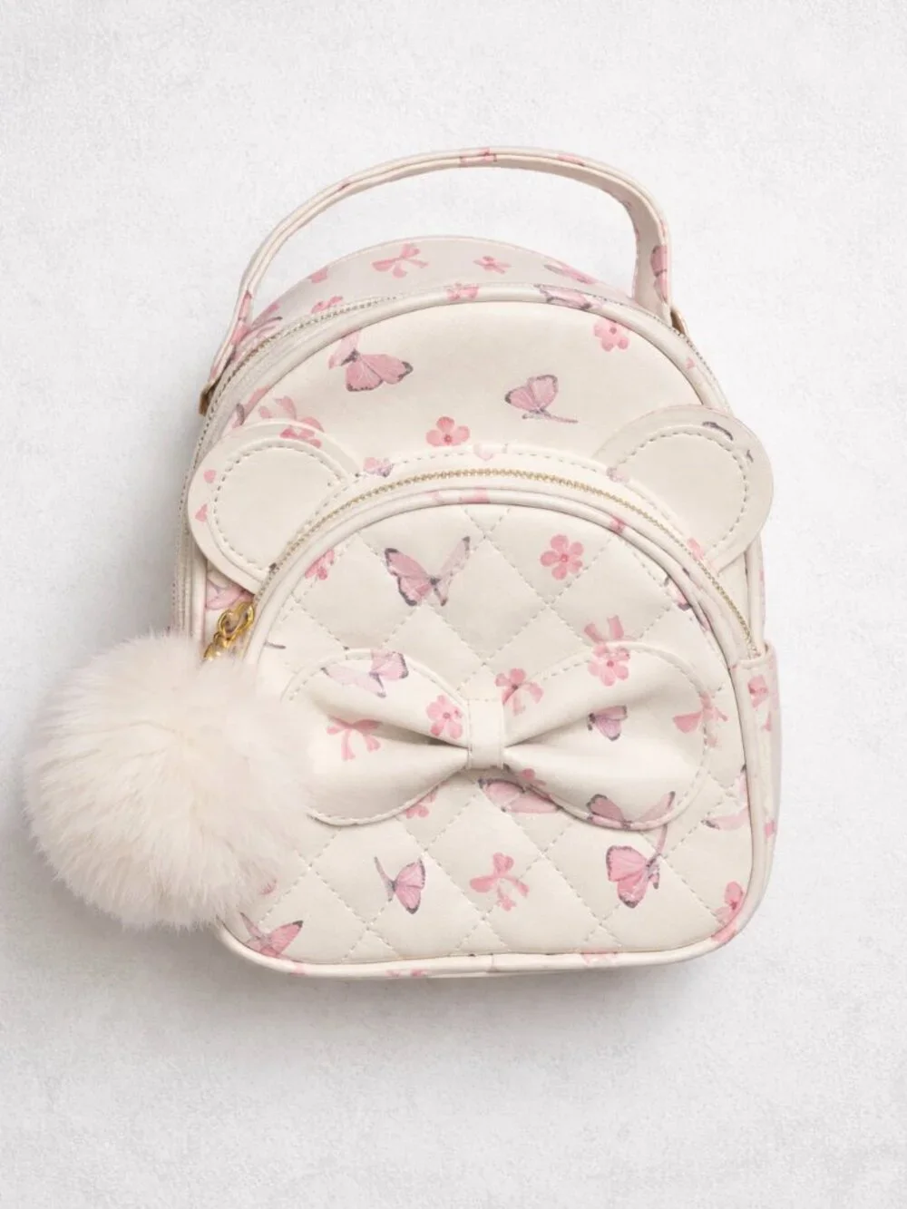 NWT Under One Sky Mini Butterfly Backpack with Bow & Pom Pom Charm